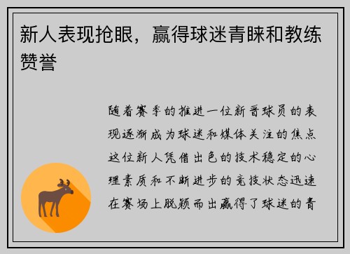 新人表现抢眼，赢得球迷青睐和教练赞誉